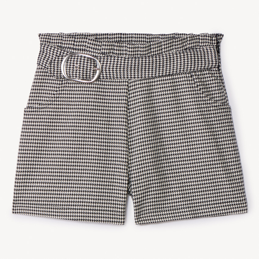 Short en pied de poule pour fille