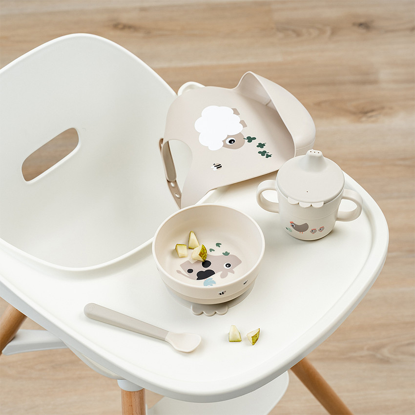 Pack vaisselle premier repas Tiny Farm sable Foodie - Ecru (Done by deer) - Image 1