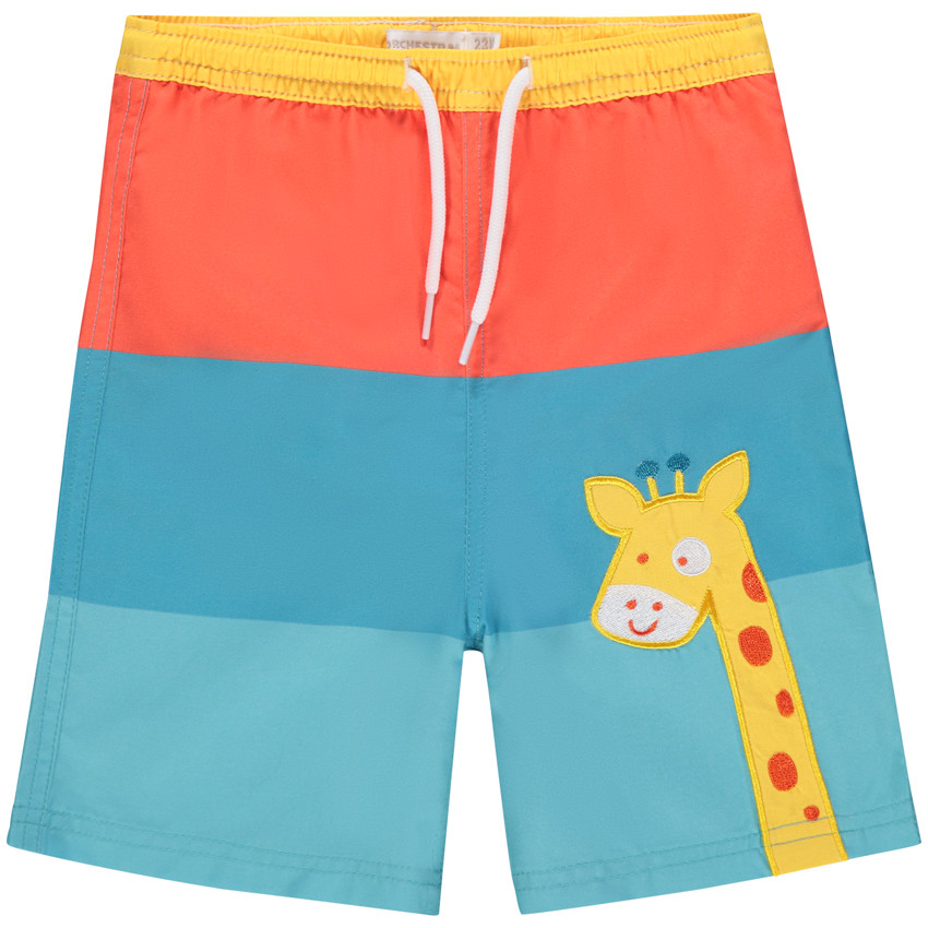 Short de bain contrasté motif girafe brodée pour bébé garçon 