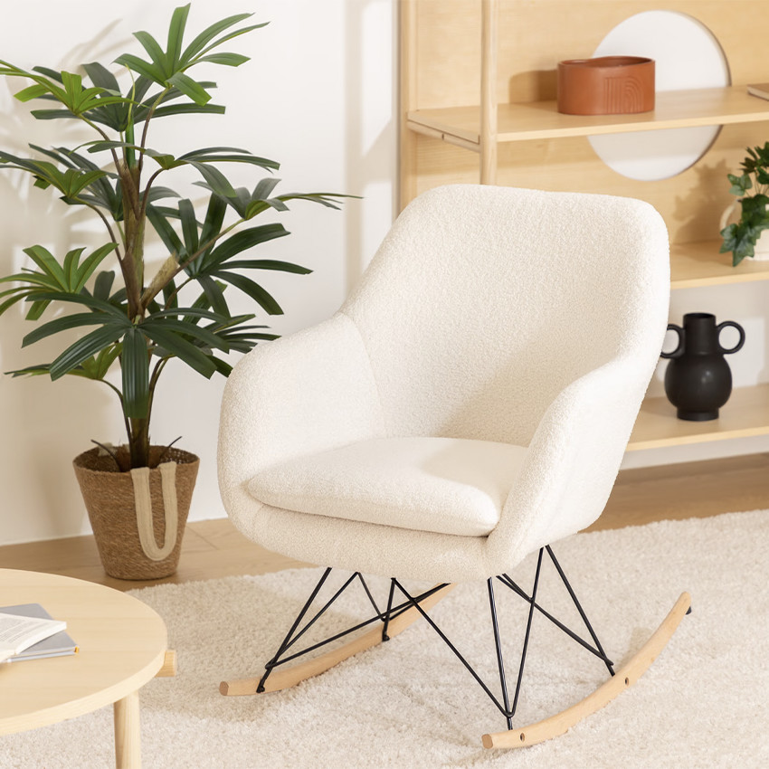 Rocking-chair effet bouclettes Olmeto blanc 