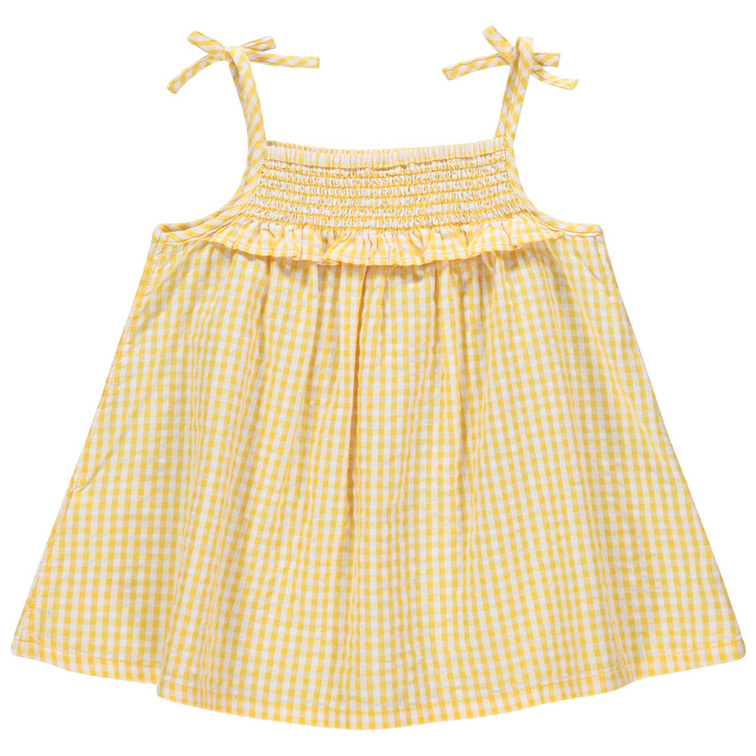 Top à fines bretelles et carreaux all-over 