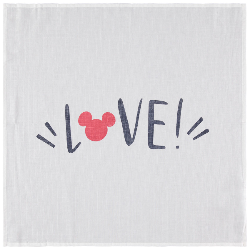 Lot de 3 langes en coton bio tétra motif Mickey Disney 