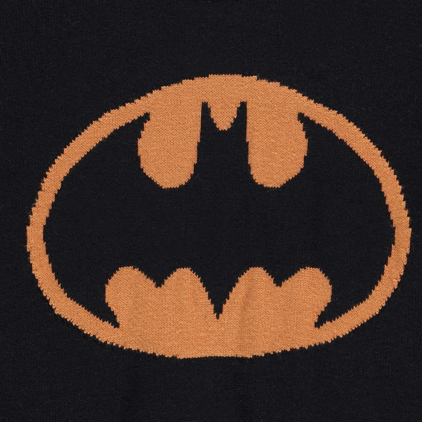 Pull en tricot avec col chale imprimé Batman Main Pull en tricot avec col chale imprimé Batman