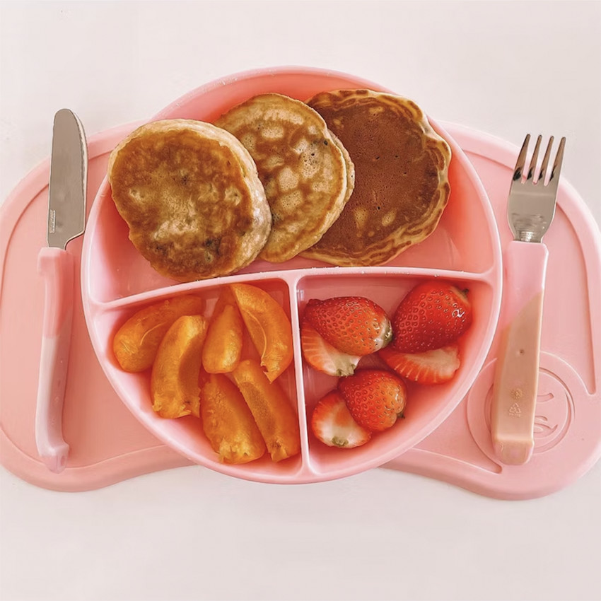 Set plateau Click Mat Mini + Assiette 6+ mois – Rose Pastel  