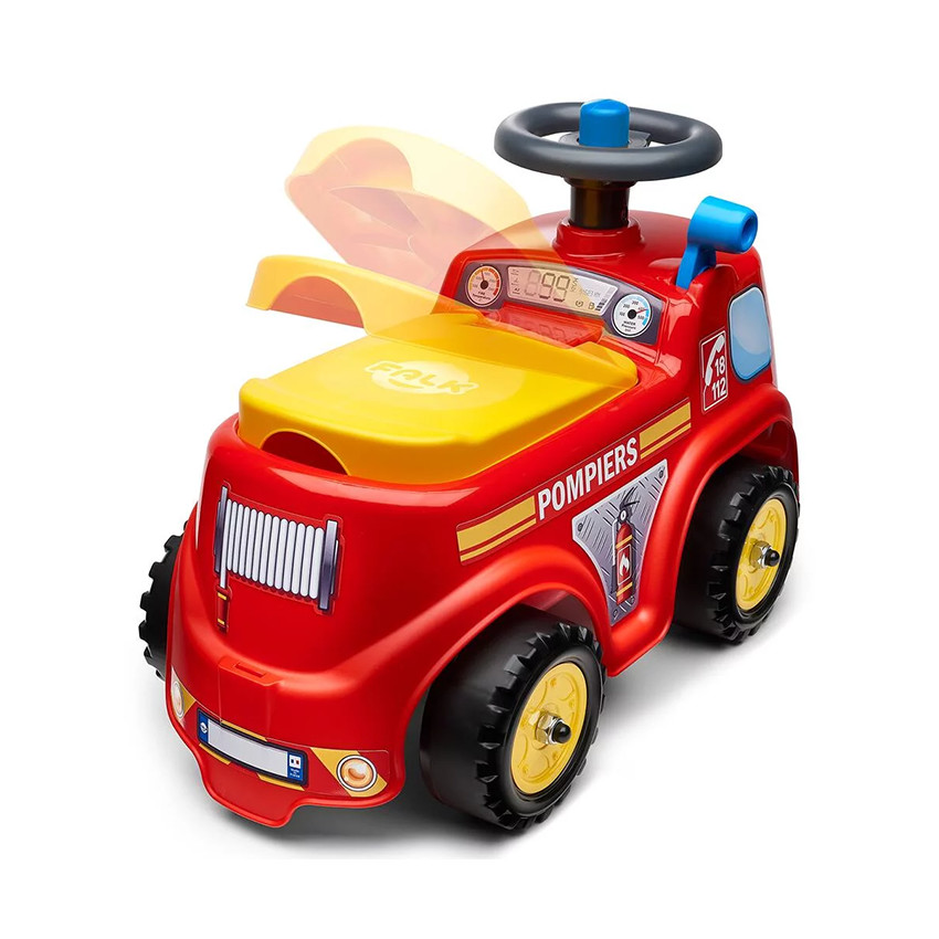 Porteur camion de pompier avec coffre et volant directionnel 