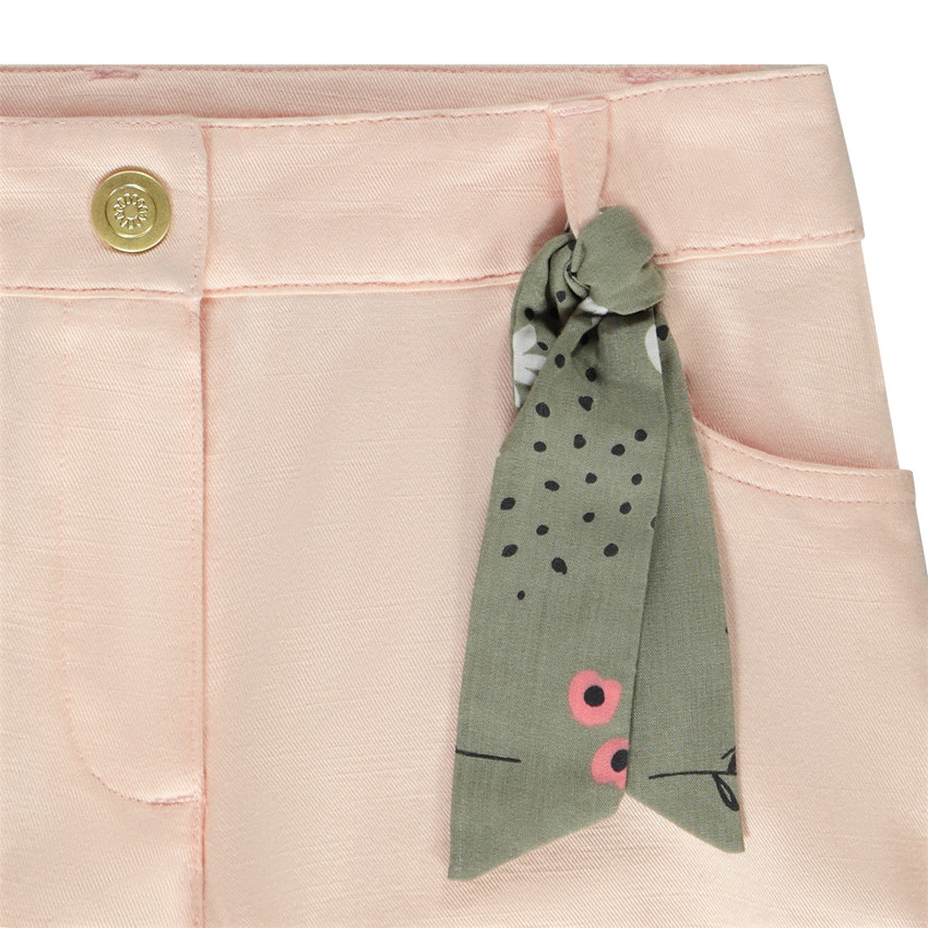 Short avec ceinture en voile de coton pour fille 