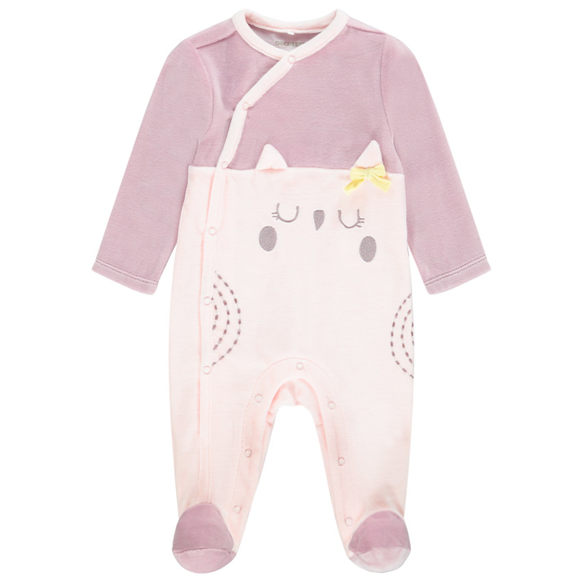 Dors-bien en velours bicolore motif chouette  