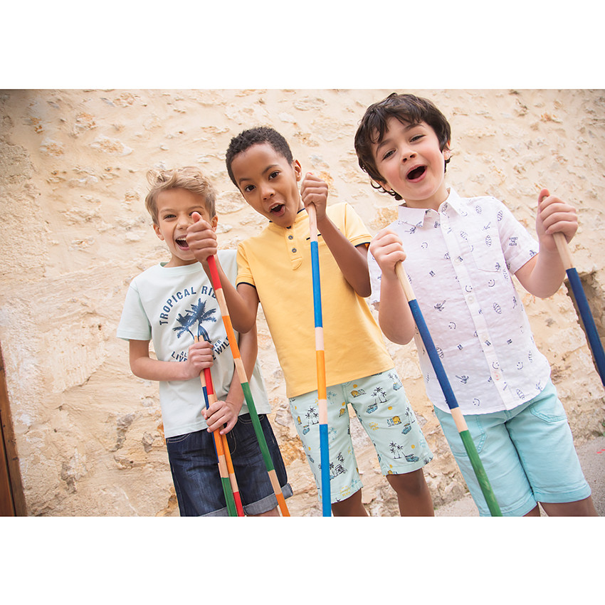 Chemise manches courtes en coton à imprimé SmileyWorld pour enfant garçon 