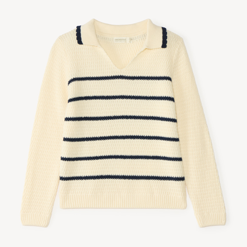 Pull col polo fille style marin