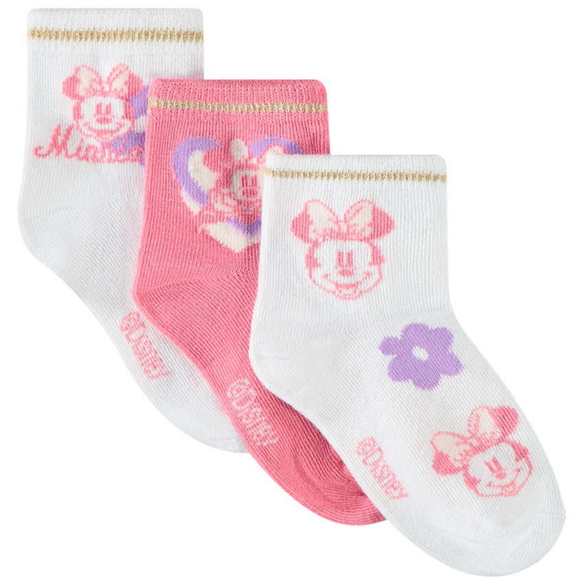 Lot de 3 paires de chaussettes normales Minnie Disney pour fille