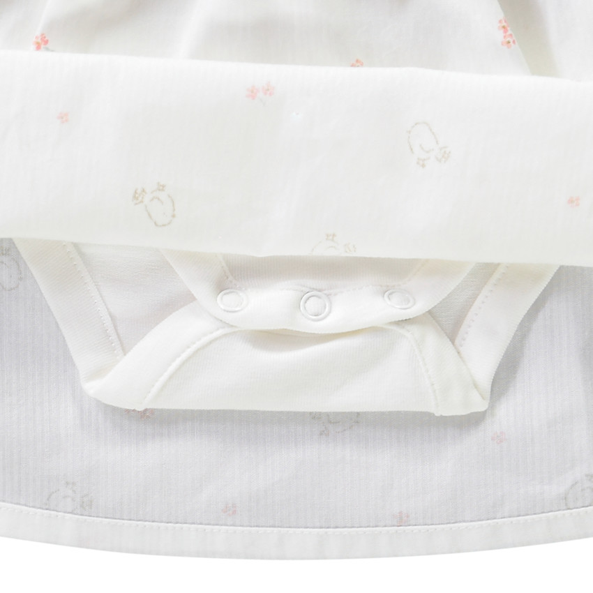 Robe body 2 en 1 bi-matière imprimé oiseaux pour bébé fille 