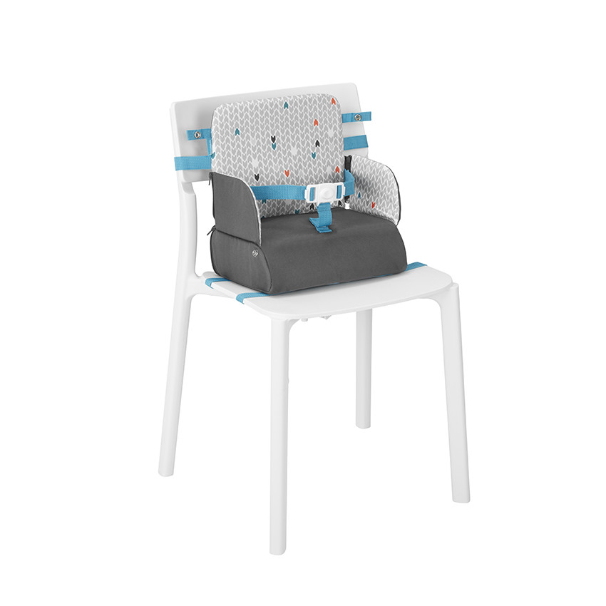 Rehausseur de chaise ultra compact trendy meal Badabulle bleu/gris