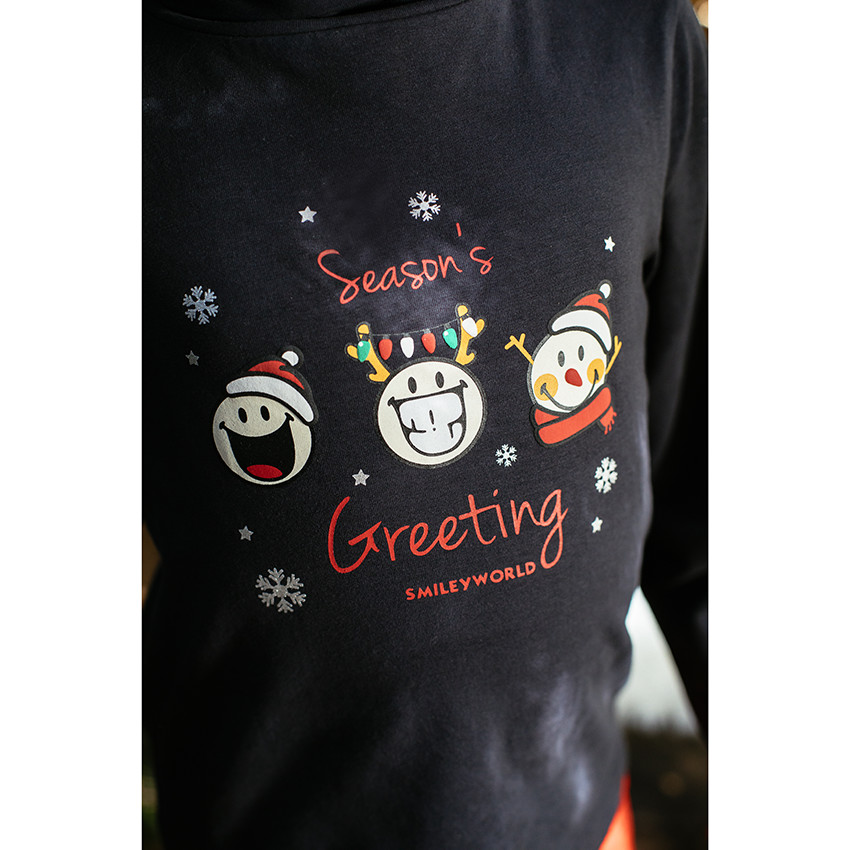 Sous-pull col roulé en coton bio print SmileyWorld esprit Noël 