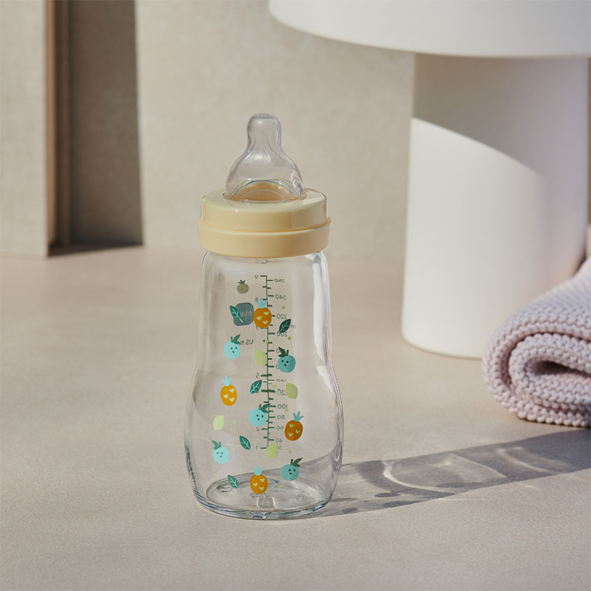 Biberon en verre moyen 0/6 mois 260 ml - Débit 2 