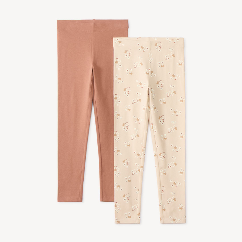 Lot 2 leggings uni et imprimé pour fille 