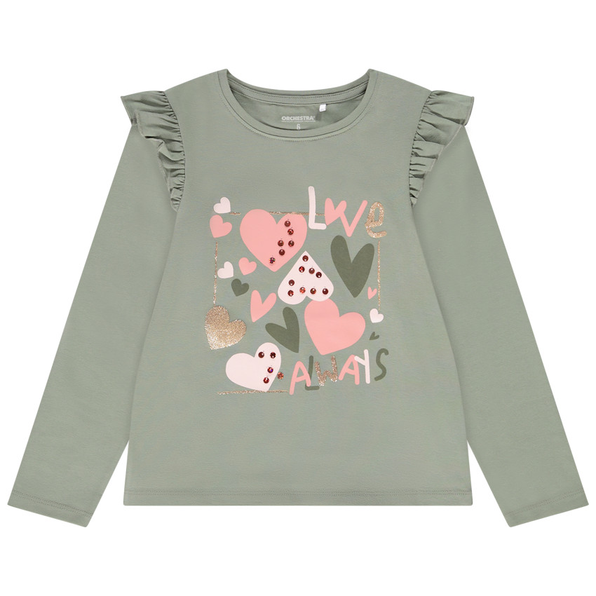 T-shirt manches longues fantaisie avec print pour fille 