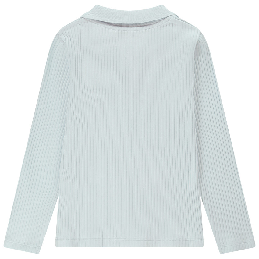 Polo manches longues côtelé avec rib fantaisie pour fille 