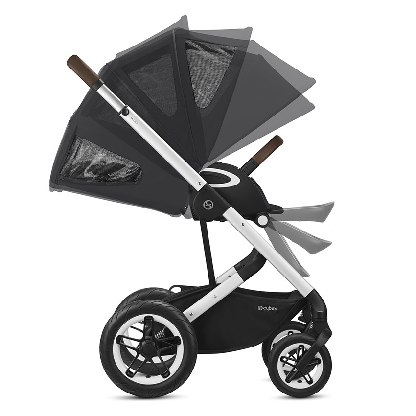 Poussette Talos S Lux - Châssis Silver - Siège Deep Black 
