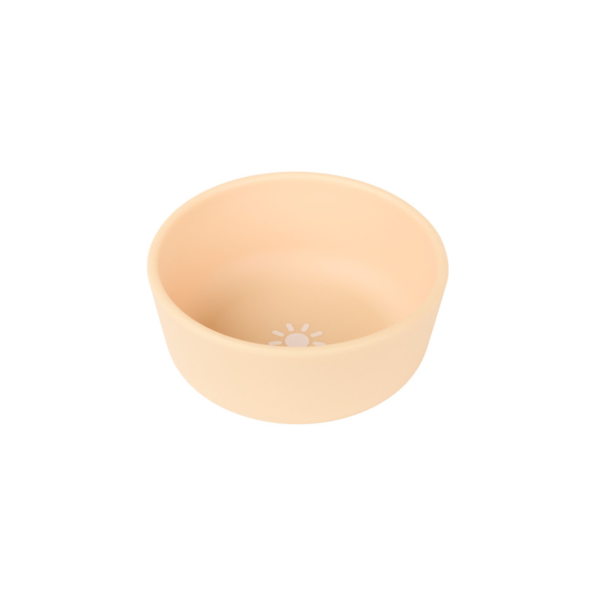 Bol en silicone pour bébé avec motif soleil au fond 
