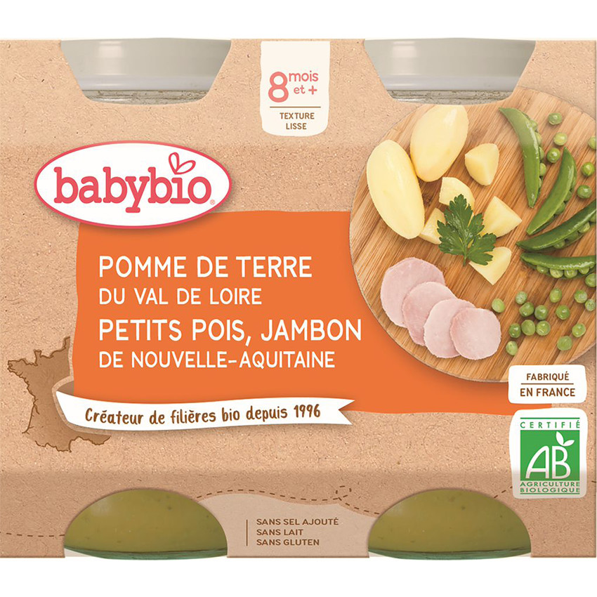 Petits pots de Pomme de terre, Petits Pois et Jambon 2x200g 