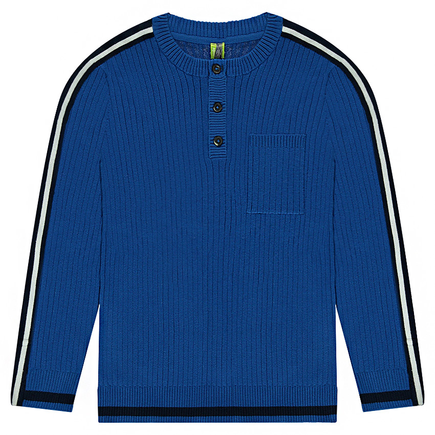 Junior - Pull côtelé avec bandes contrastées sur les manches 