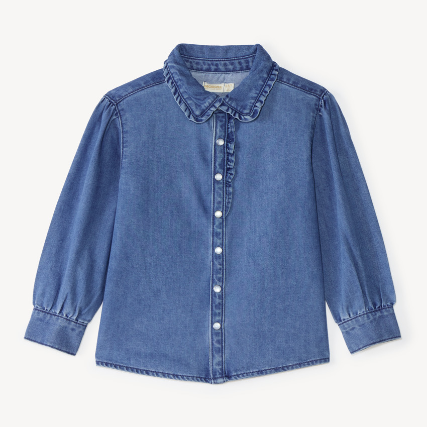 Chemise fille manches longues en denim