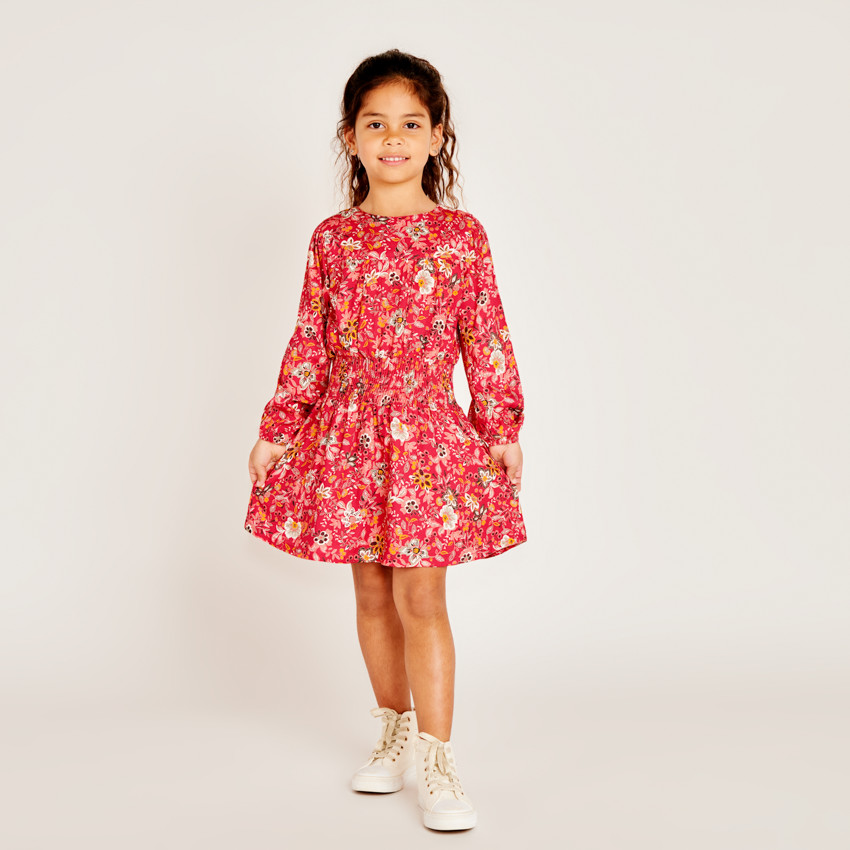Robe manches longues imprimé fleuri pour fille