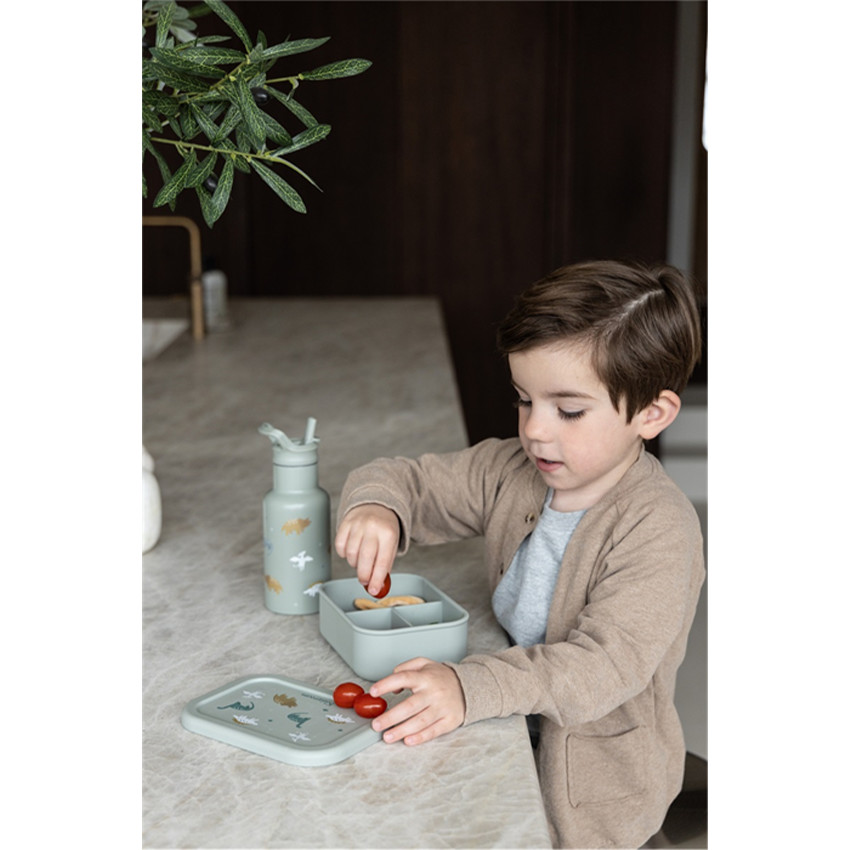 Lunchbox Silicone 3 compartiments Dinosaures Vert 