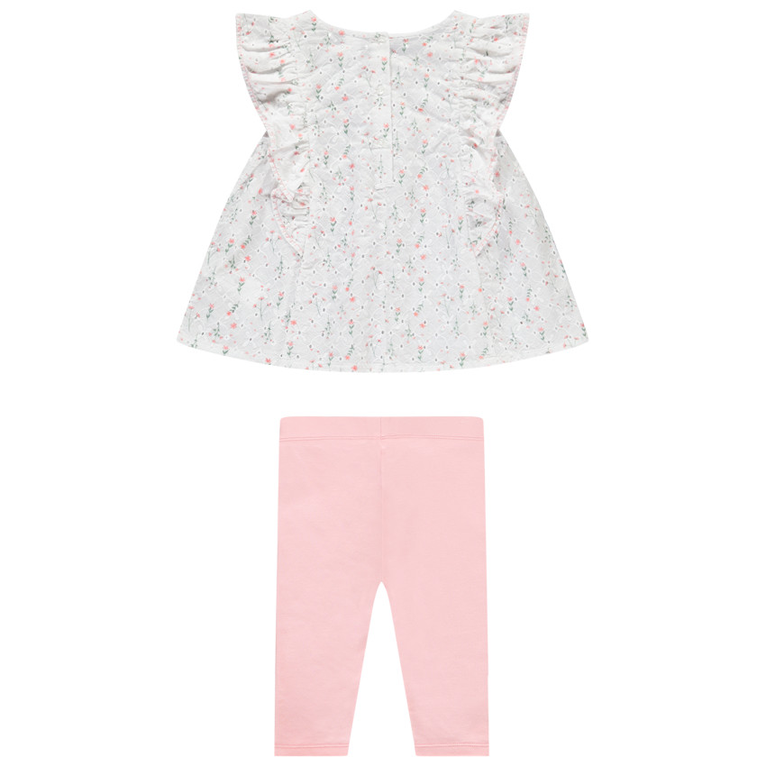 Ensemble 2 pièces avec tunique en broderie anglaise pour bébé fille 