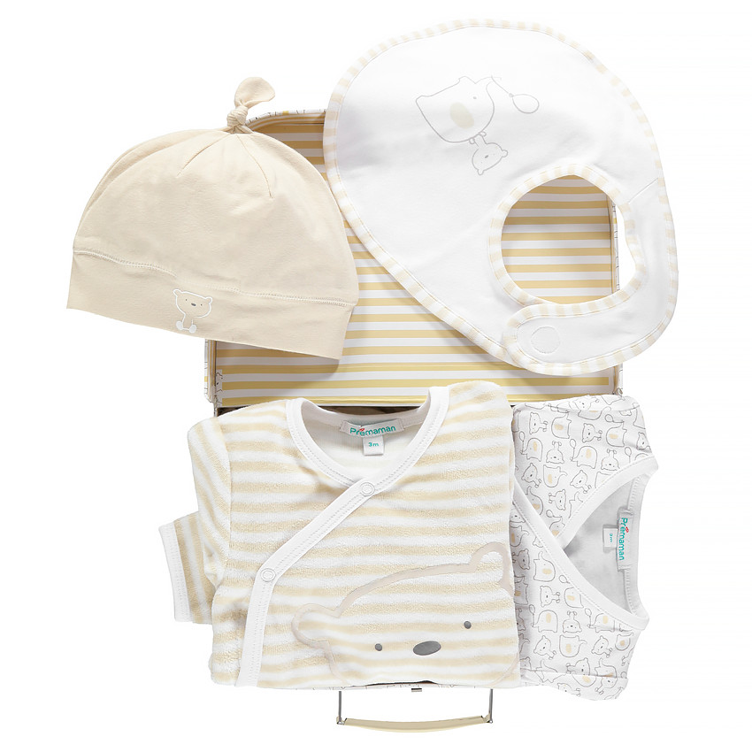 Coffret naissance avec body, bonnet, dors-bien et bavoir 