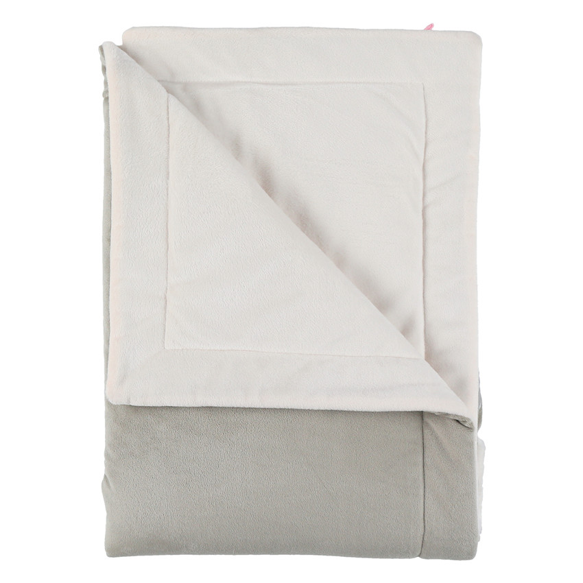 Couverture en veloudoux 100x140 cm Fluffy kaki/écru 