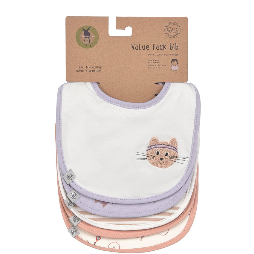 Lot de 5 bavoirs imperméable coton bio Tiny Team Chat 