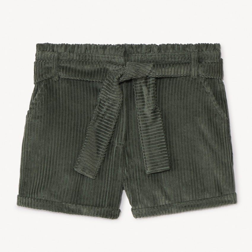 Short en velours côtelé + ceinture à nouer pour fille