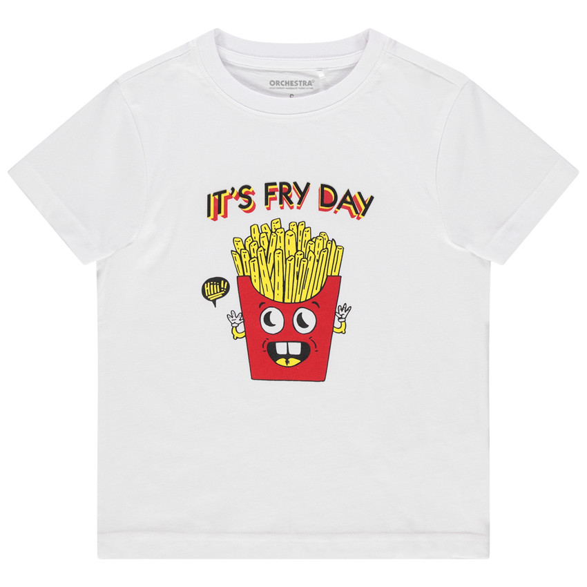 T-shirt manches courtes en coton bio print frites 