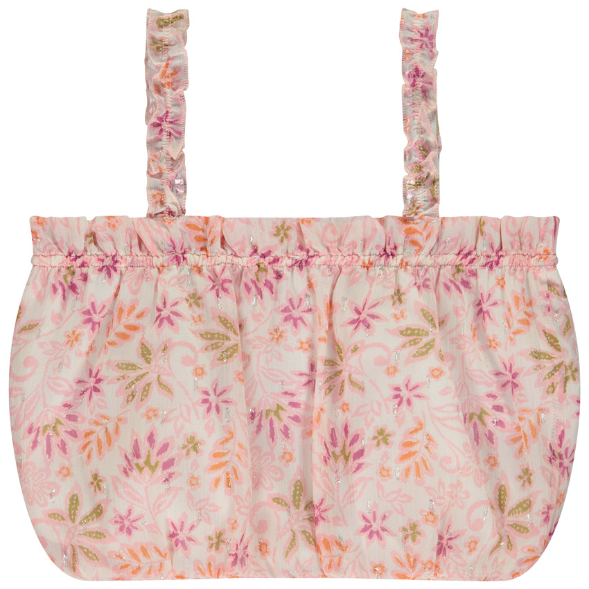 Crop top effet boule imprimé floral pour fille 