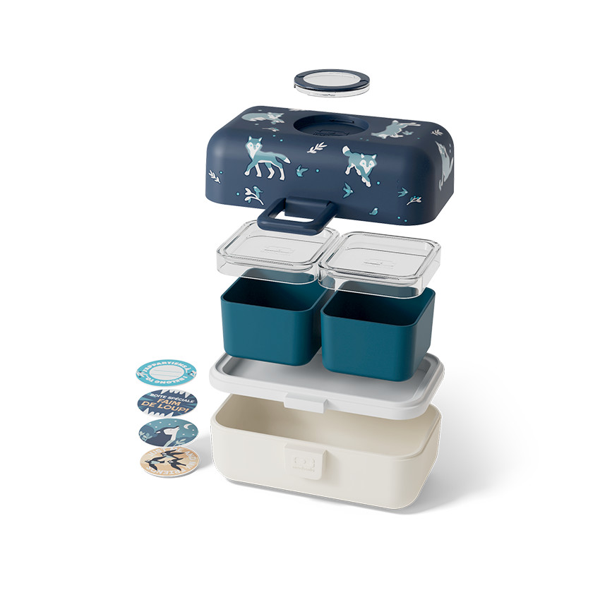 Lunchbox 800ml Tresor wolf bleu - Bleu (Monbento) - Image 1
