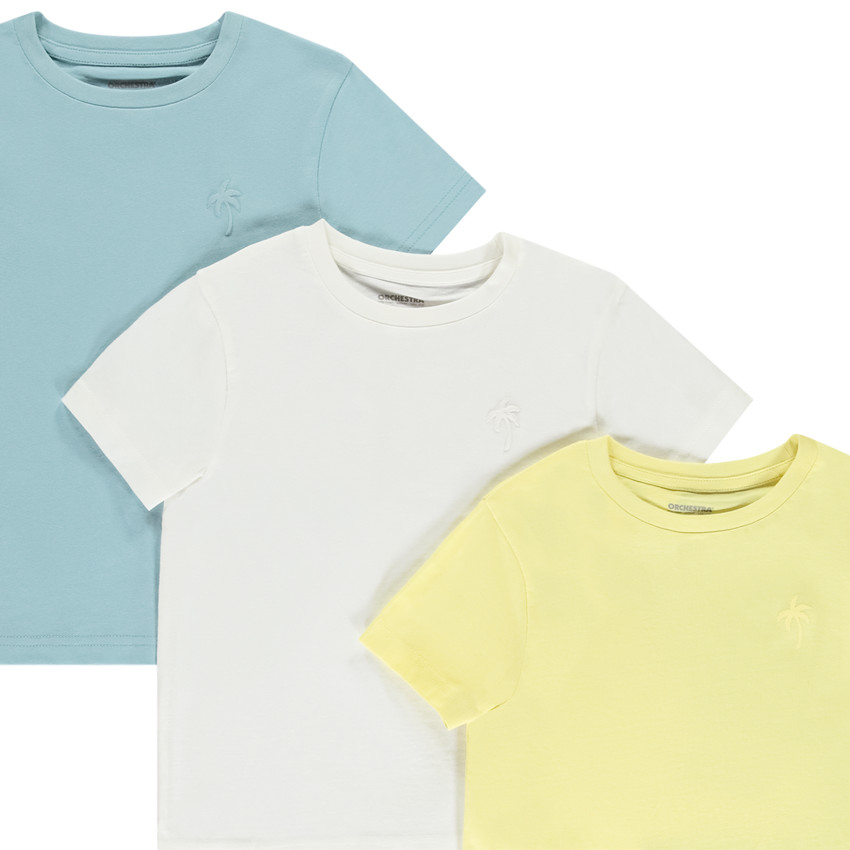 Lot de 3 t-shirts manches courtes unis avec print pour garçon  