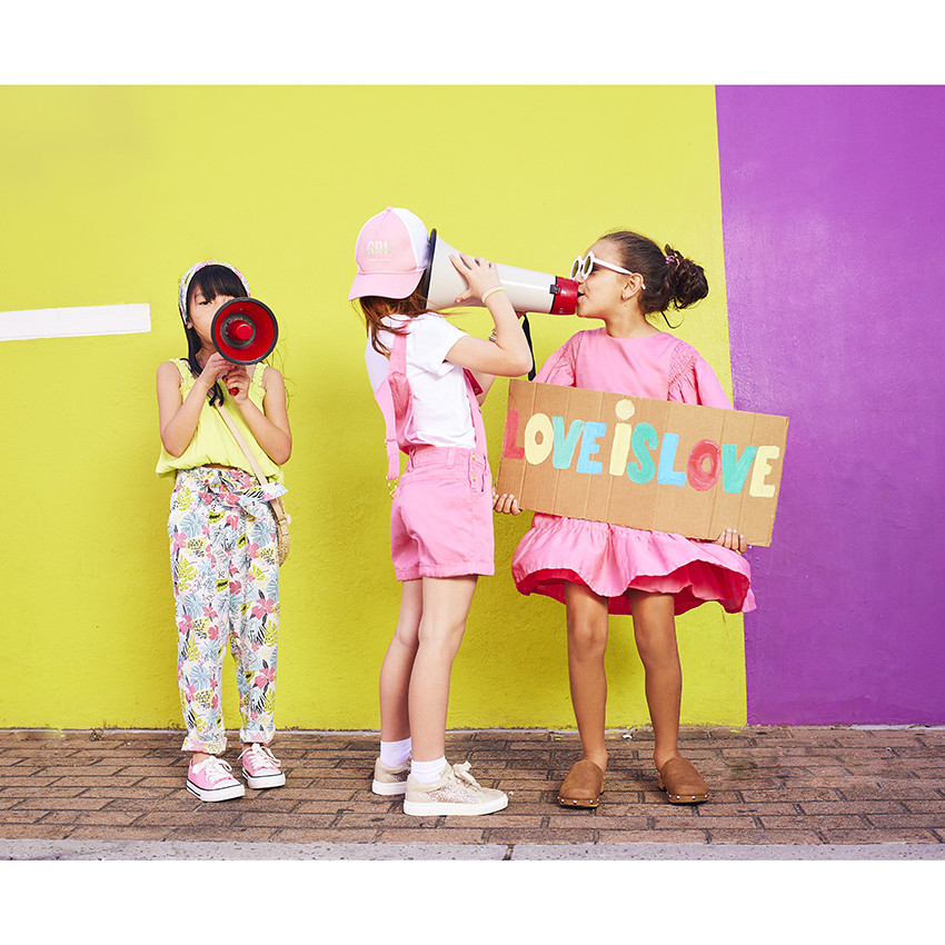 Pantalon imprimé tropical et ceinture à nouer pour fille 
