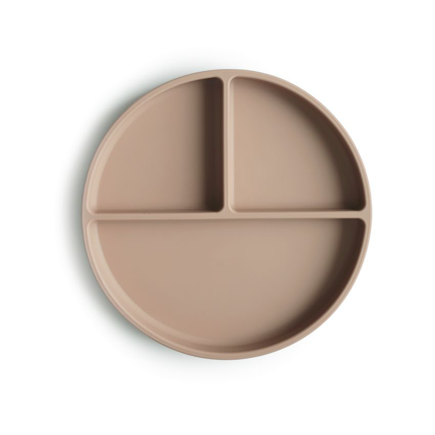 Assiette en silicone 3 compartiments - Naturel Main Assiette en silicone 3 compartiments - Naturel