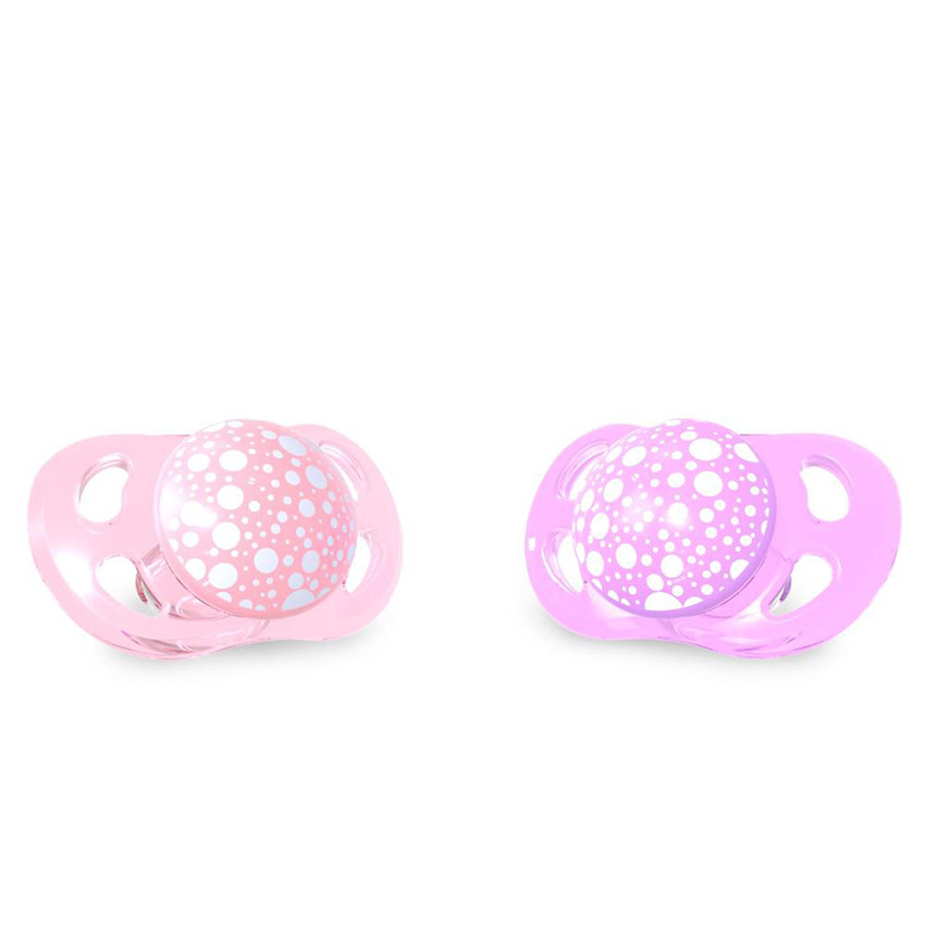 Set de sucettes en silicone 0-6 mois - Violet/Rose Pastel  