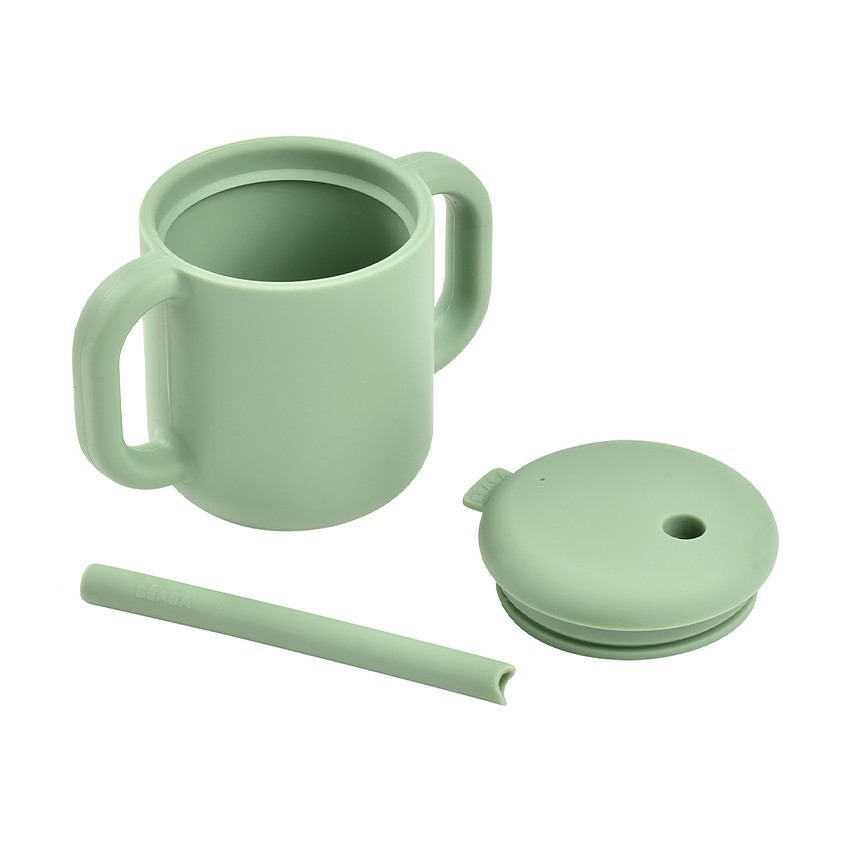 Tasse à paille en silicone sage green 