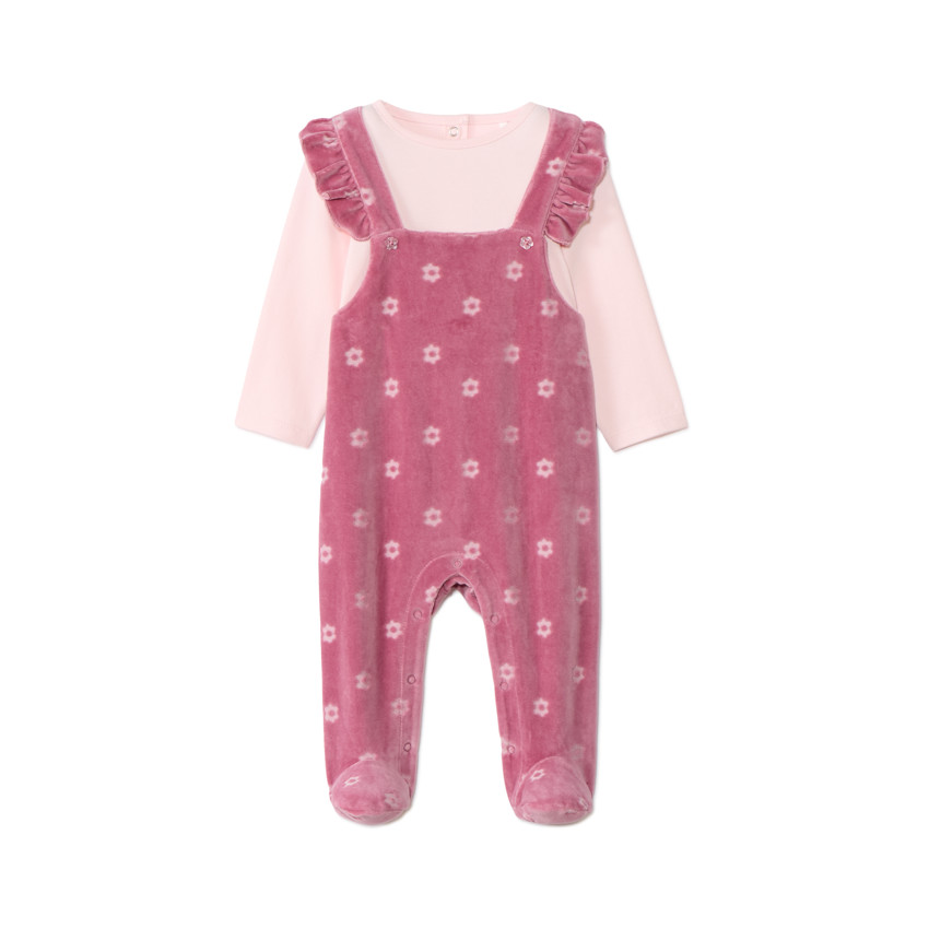 Dors-bien effet 2 en 1 bi-matière à fleurs pour bébé fille