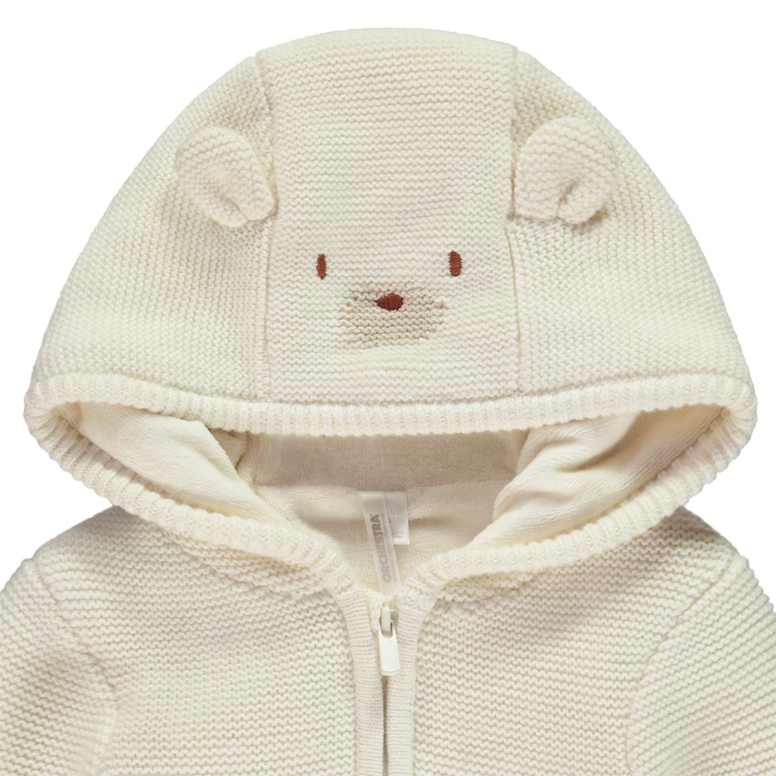 Gilet tricot à capuche ludique ourson pour bébé 