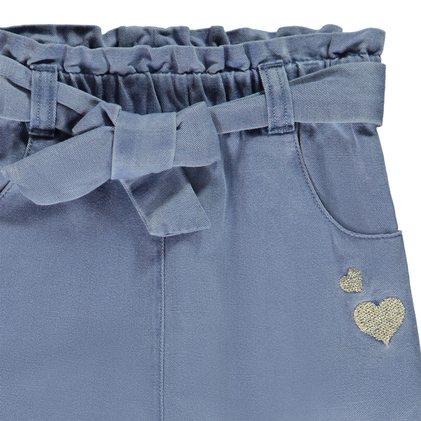 Pantalon en toile fantaisie avec broderies coeurs pour bébé fille 
