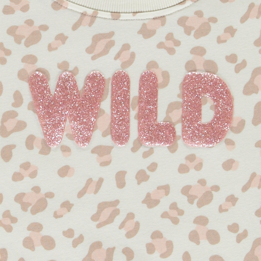 Sweat molleton imprimé avec puff print pailleté pour fille 