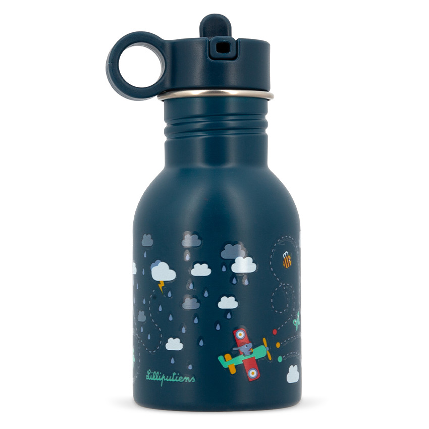 Gourde avec bouchon avec paille 400ML Bleu Jules