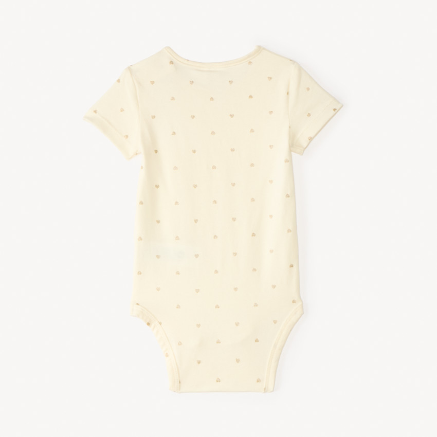 Ensemble court 2 pièces body + barboteuse fantaisie à cœurs pour bébé fille  