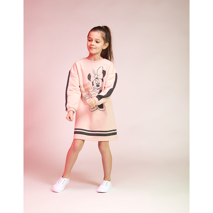 Robe manches longues en molleton print Minnie Disney pour fille