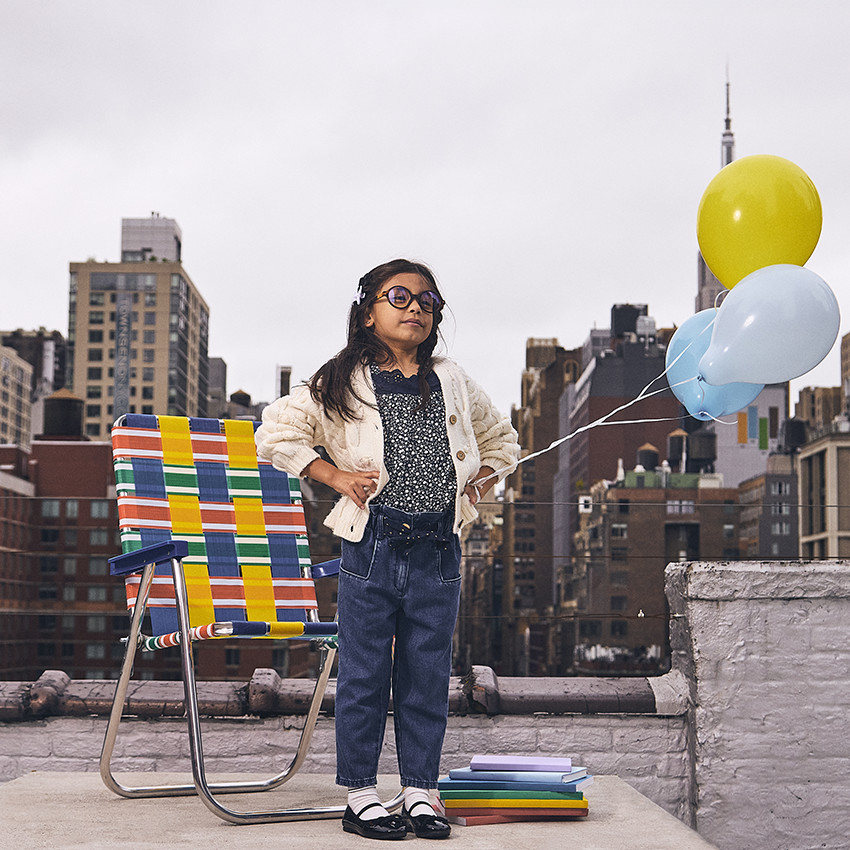 Jean paperbag en denim avec ceinture fantaisie pour fille 