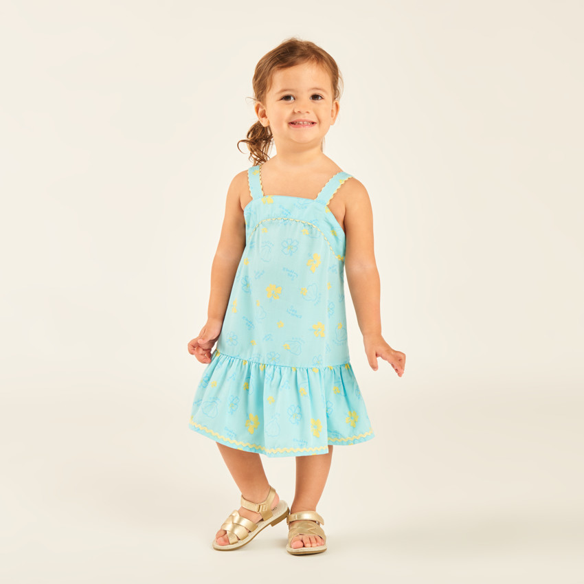 Robe à bretelles en tubique imprimé coquillages et fleurs pour bébé fille